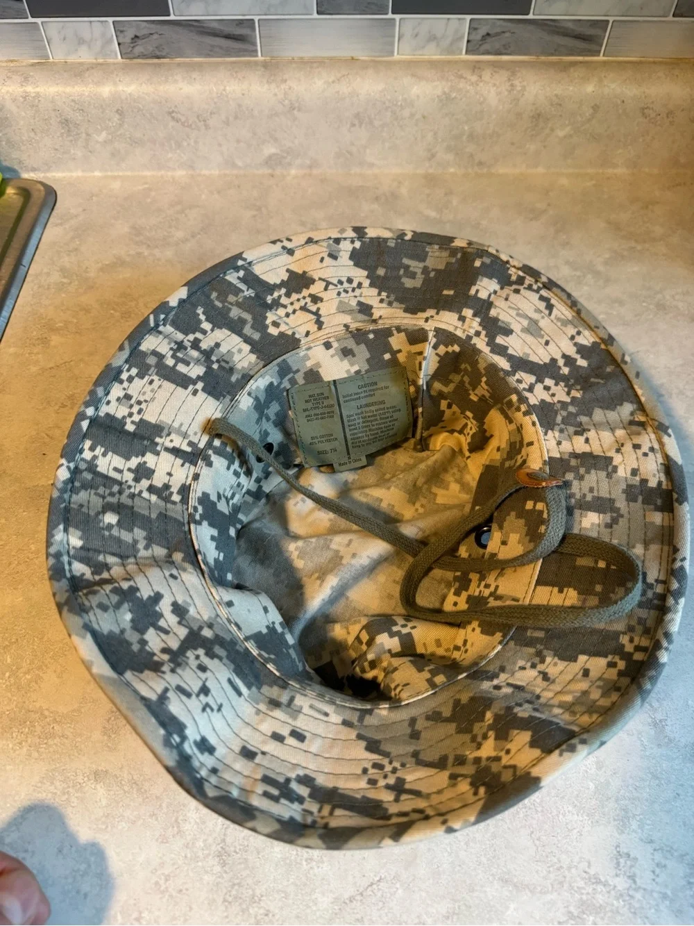 Military Style Camo Boonie Hat Adjustable Gray Digital Camo 7 1/4